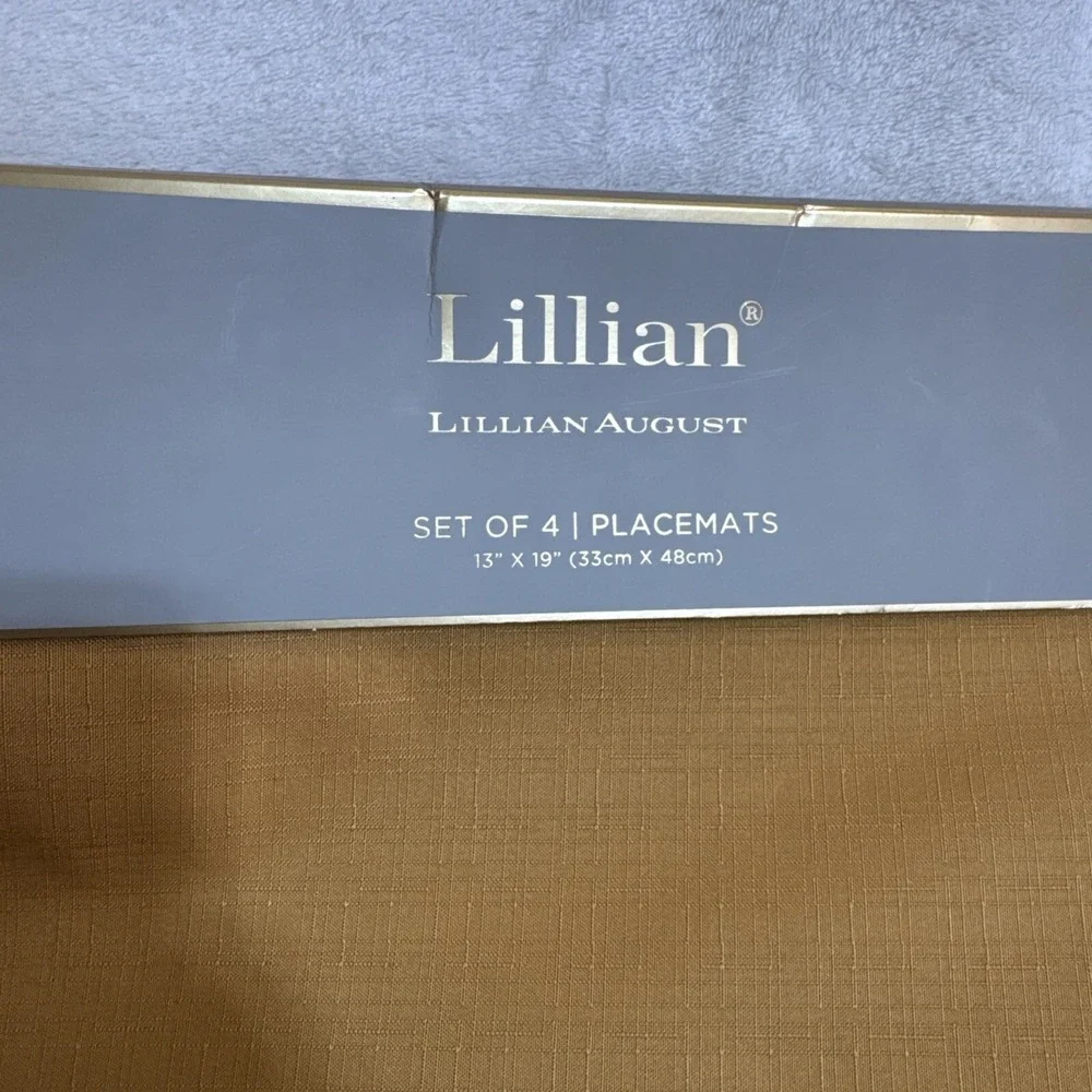 NWT Lillian August Placemats Set of 4 Gold Ochre‎ Linen Blend 13 x 19